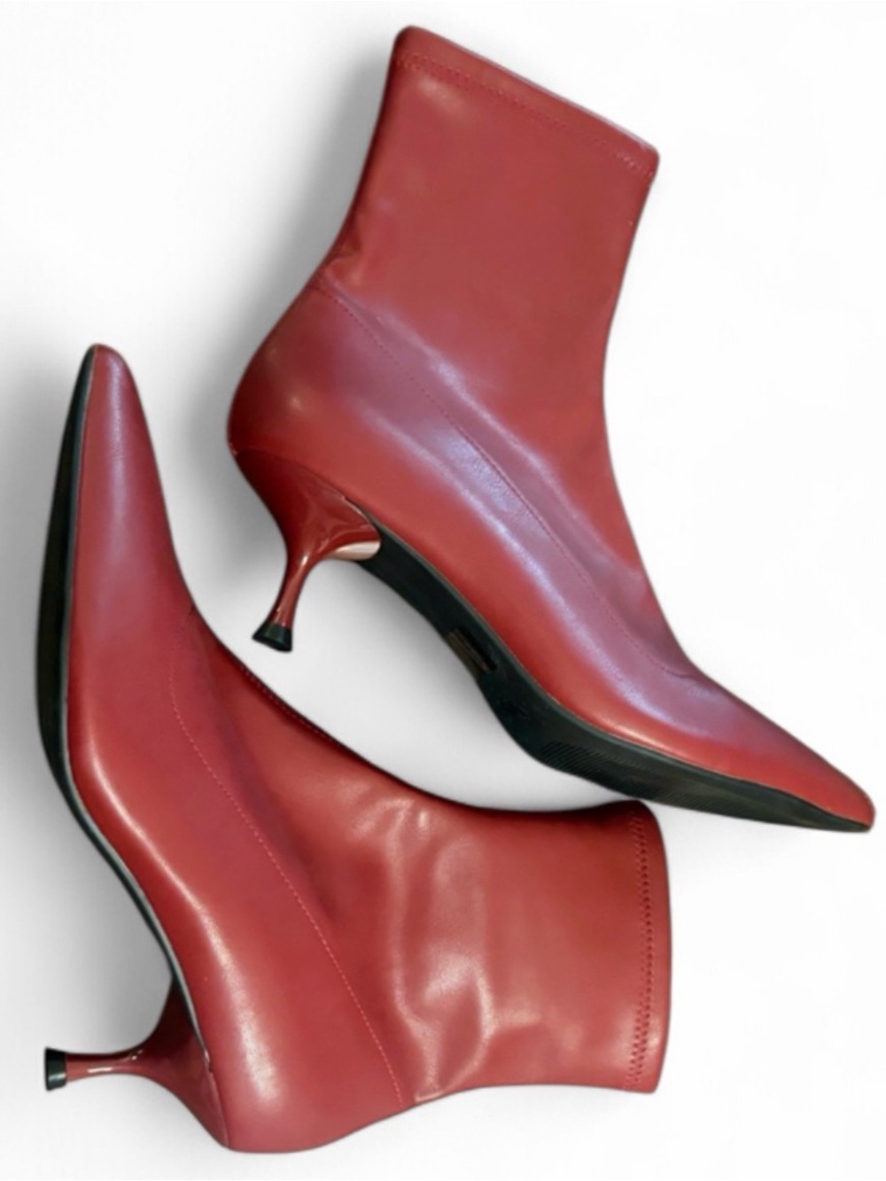 Madden Girl Red Kitten Heel Faux Manmade Leather Point Toe Bootie Western Shoe